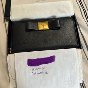 AUTHENTIC Prada Black Wallet with Gold Accent